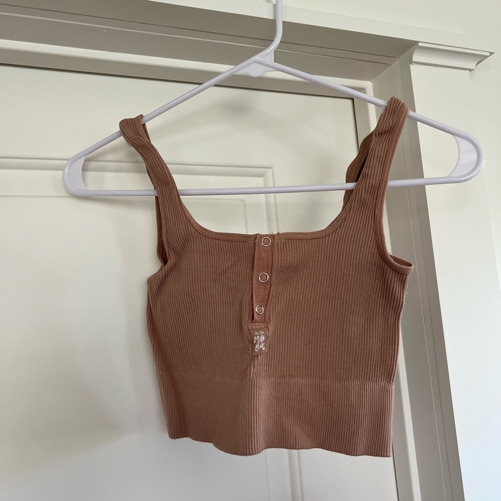 The Little Milk Bar Allie nursing bra, color tan, size small/medium